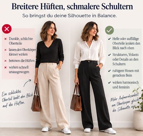 Breite Hüften, schmale Schultern