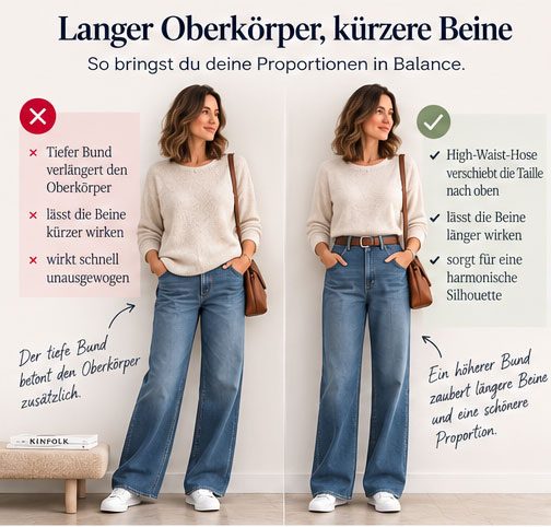 Langer Oberkörper, kurze Beine